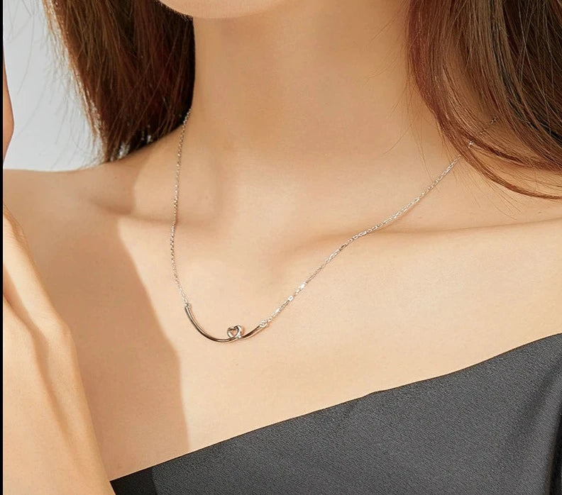 Silver Smile Heart Necklace