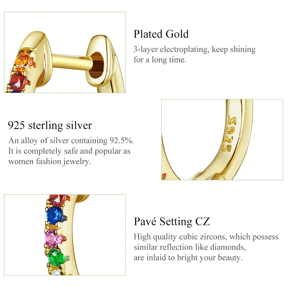 Silver Gold-Plated Zircon Earrings