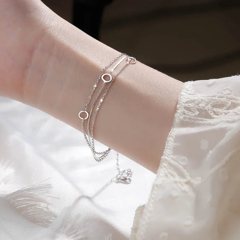 Silver Three-Layer Chain Bracelet