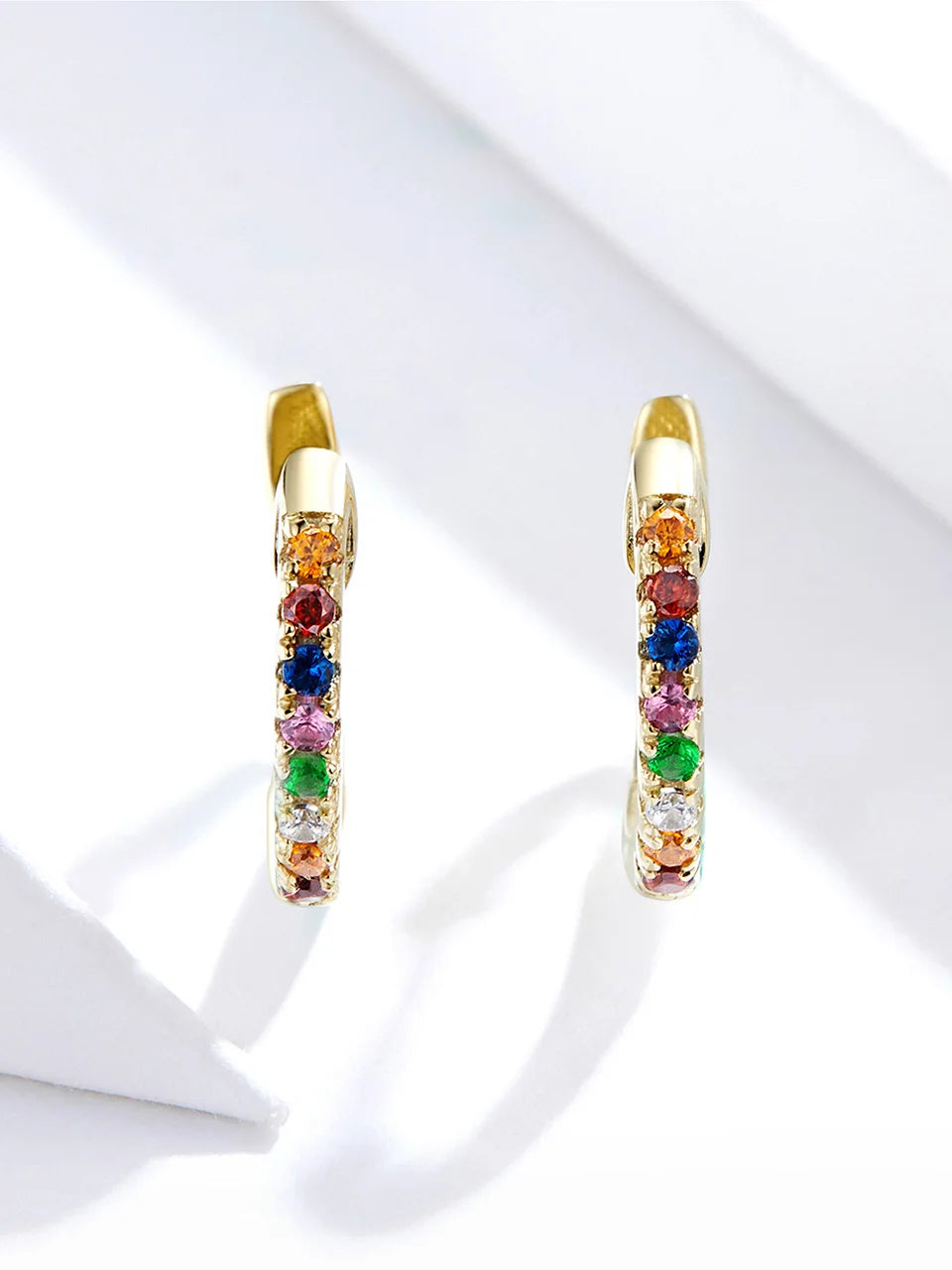 Silver Gold-Plated Zircon Earrings