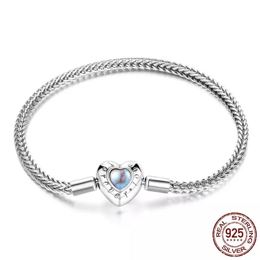 Heart-Shaped Silver Snake Bracelet