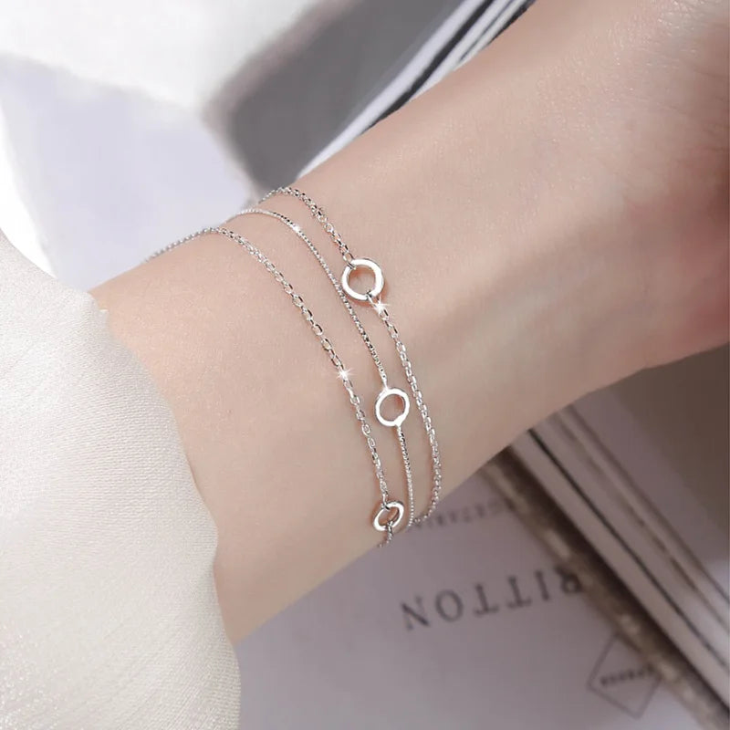 Silver Three-Layer Chain Bracelet