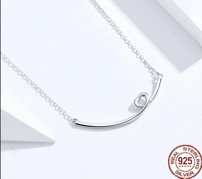 Silver Smile Heart Necklace