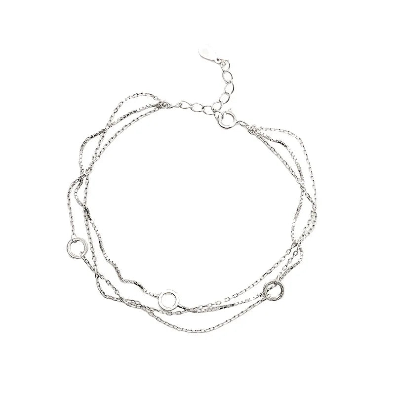 Silver Three-Layer Chain Bracelet