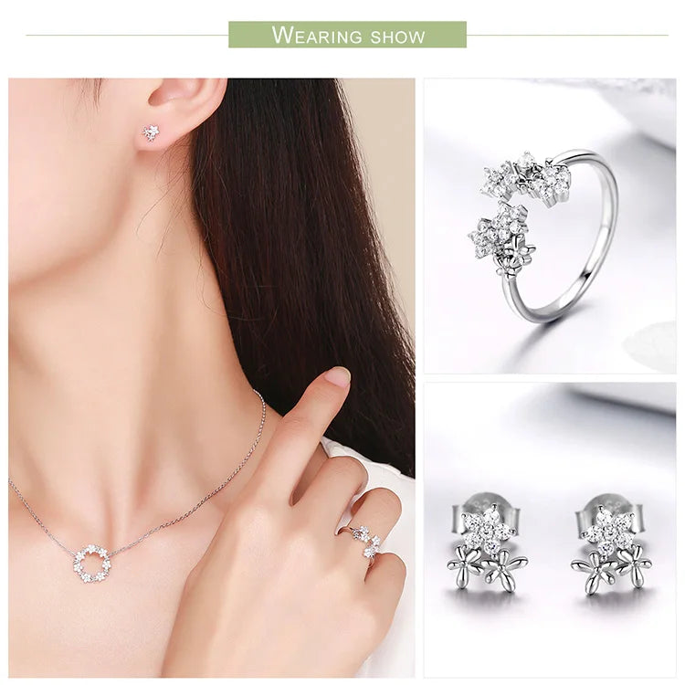 Silver Zircon Jewelry Set