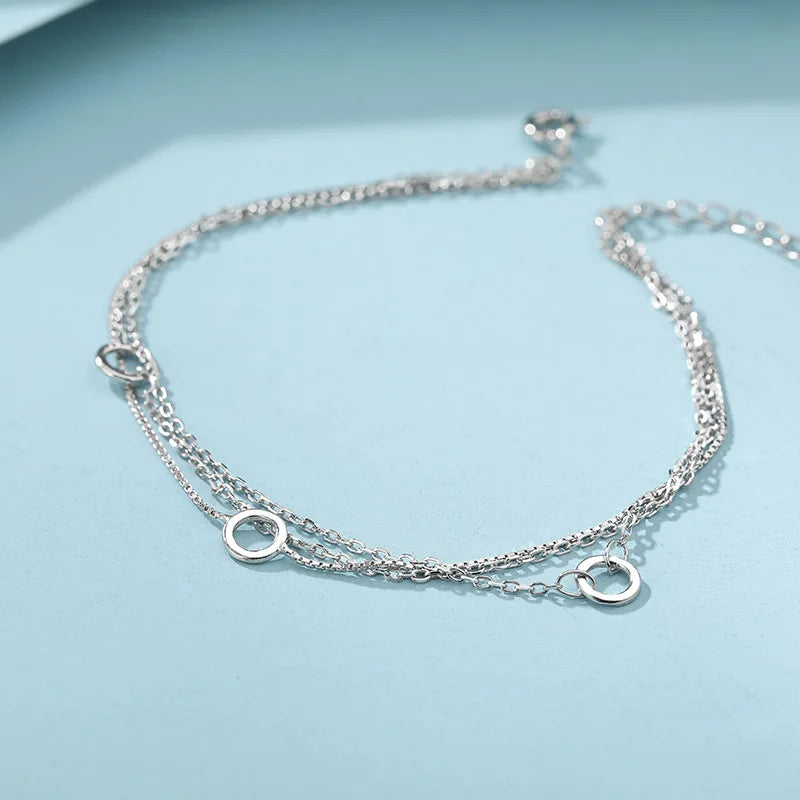 Silver Three-Layer Chain Bracelet