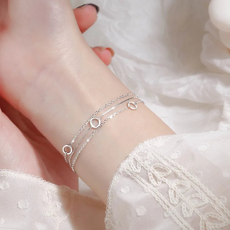 Silver Three-Layer Chain Bracelet