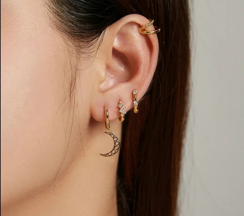 Silver Gold-Plated Zircon Earrings