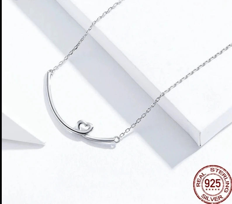 Silver Smile Heart Necklace