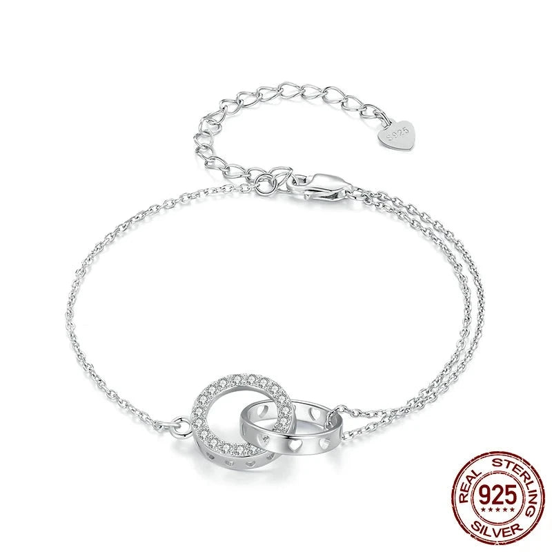 Double Circle Bracelet Platinum Plated