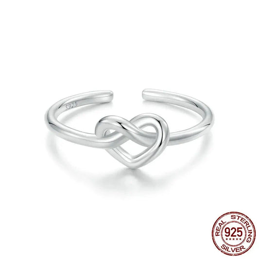 Silver Entwined Heart Open Ring