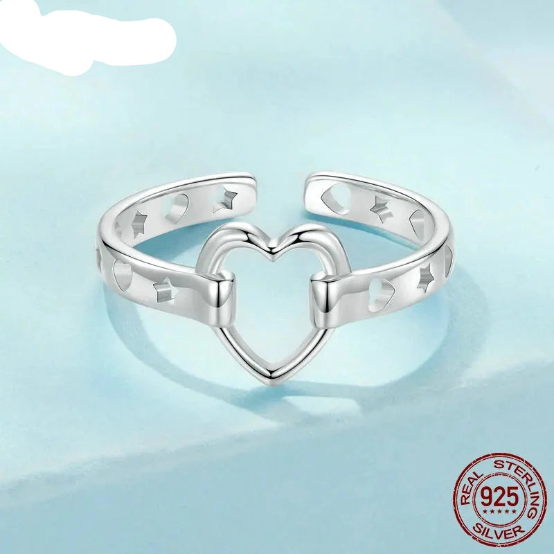 Silver Love Heart White Gold Plated Ring