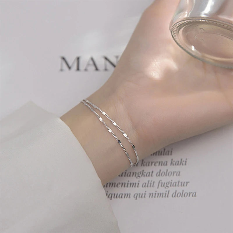 Silver Double Layer Dazzling Bracelet