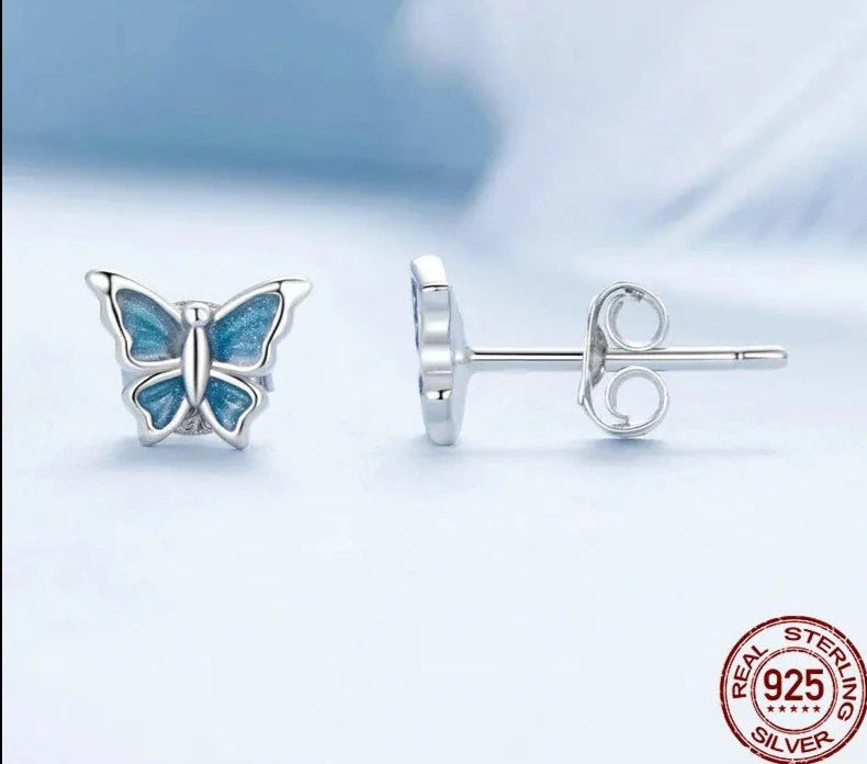 Silver Blue Enamel Jewelry Set