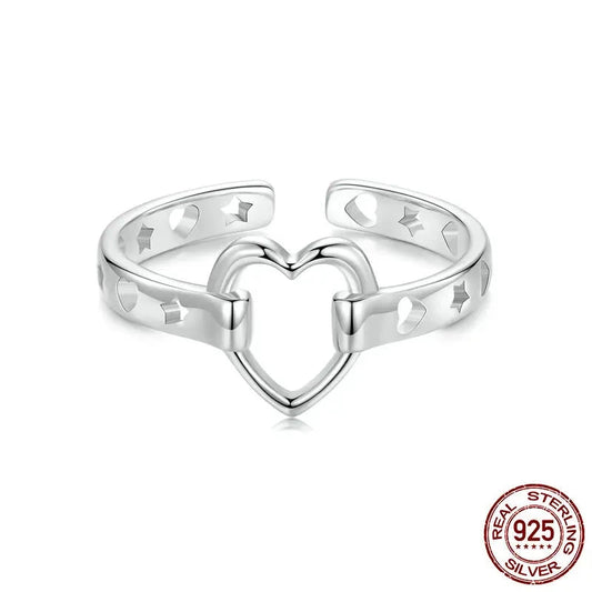 Silver Love Heart White Gold Plated Ring