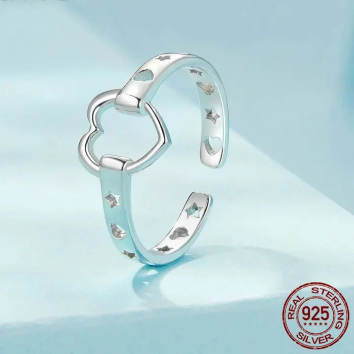 Silver Love Heart White Gold Plated Ring