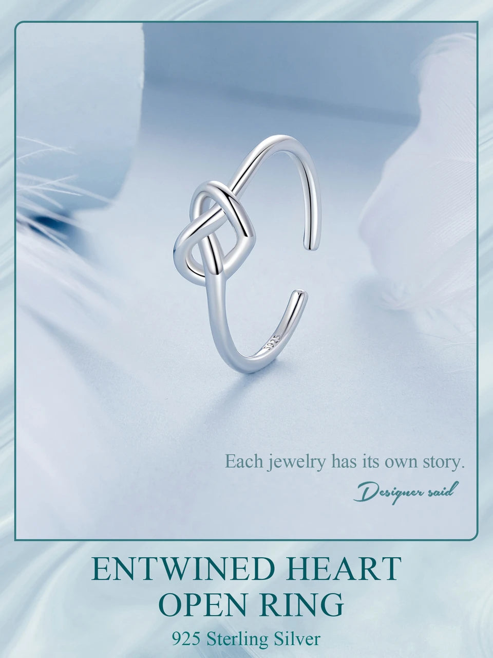 Silver Entwined Heart Open Ring