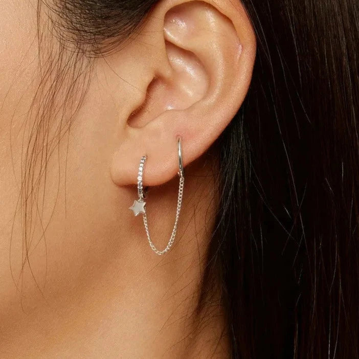 Silver Double Hoop Earrings