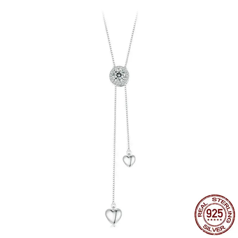 Sterling Silver Lariat Moissanite Necklace