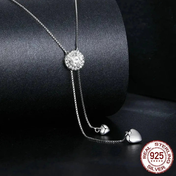 Sterling Silver Lariat Moissanite Necklace