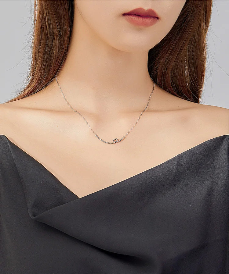 Silver Smile Heart Necklace