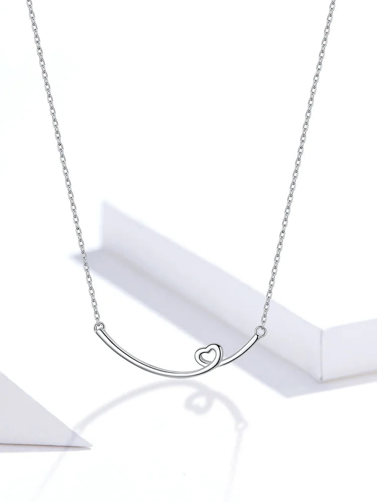 Silver Smile Heart Necklace