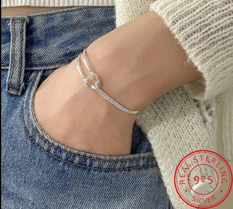 Silver Double Layer Chain Bracelet