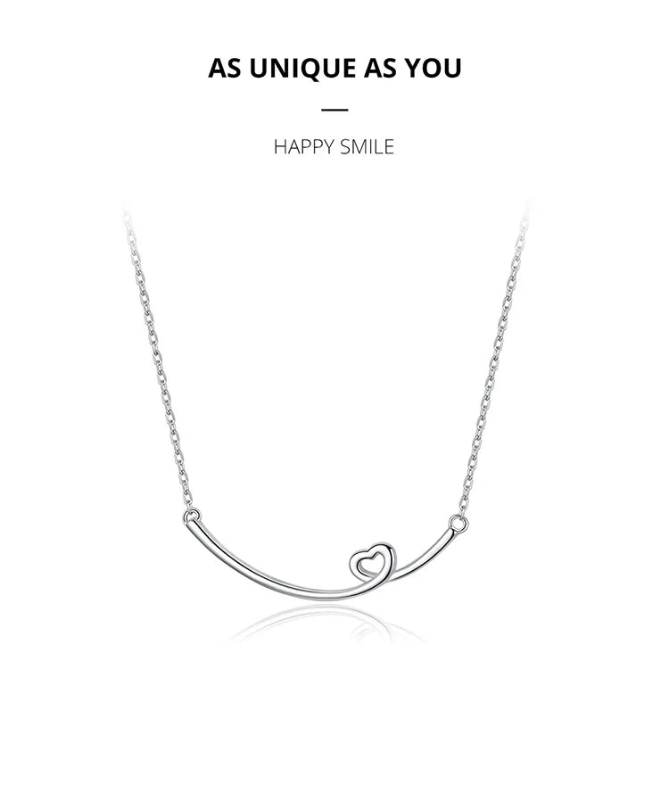 Silver Smile Heart Necklace