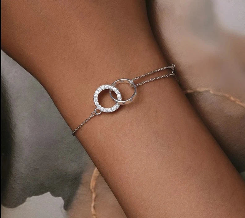 Double Circle Bracelet Platinum Plated