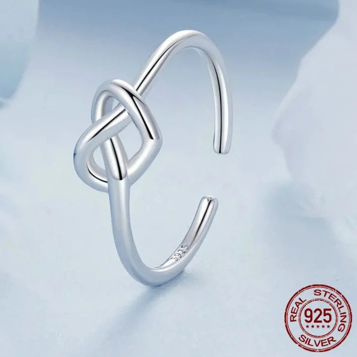 Silver Entwined Heart Open Ring