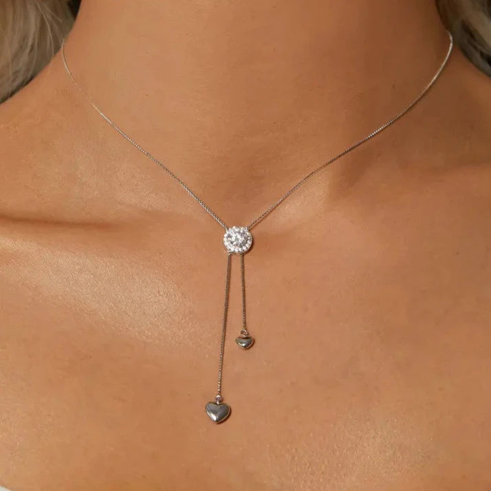 Sterling Silver Lariat Moissanite Necklace