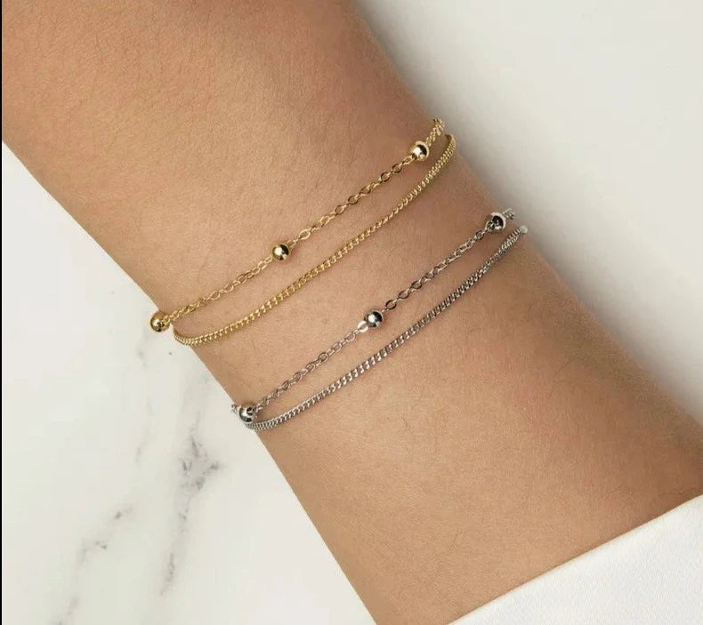 Silver double layer Gold Plated Bracelets