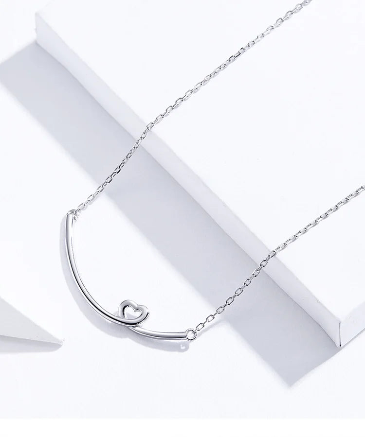 Silver Smile Heart Necklace