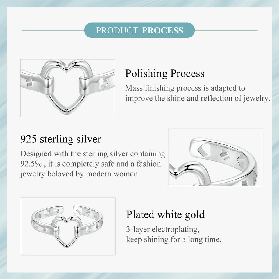 Silver Love Heart White Gold Plated Ring