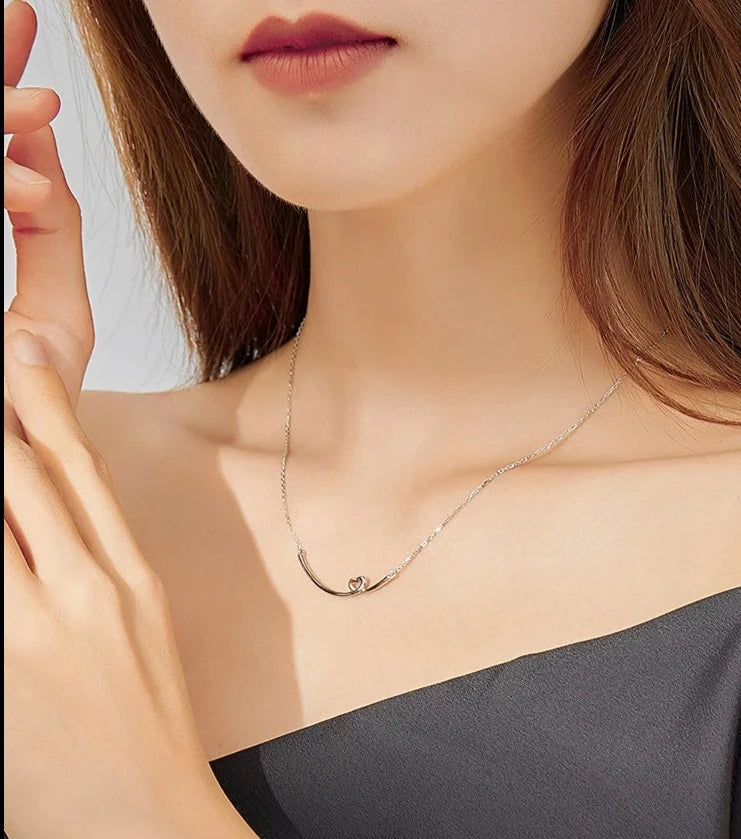 Silver Smile Heart Necklace