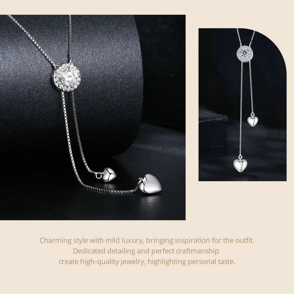 Sterling Silver Lariat Moissanite Necklace